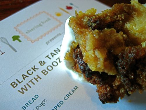 Rachel Crawford's winning Black & Tan Bread Pudding.  Nice touch: she added a recipe card.