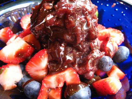 Busan dessert Busan shaved ice with coconut milk, red beans, & berries