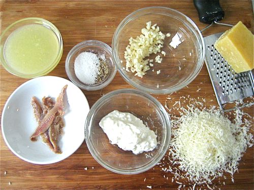 Some of the makings of low-fat caesar dressing