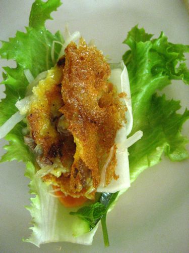 assembling your banh xeo lettuce wrap